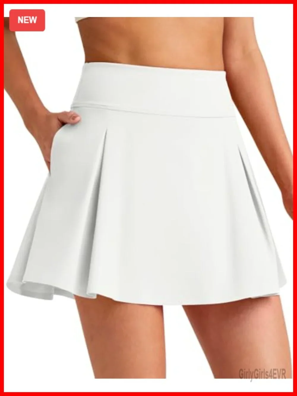 High Waisted Pleated Tennis Skorts with 4 Pockets - Athletic Skirt